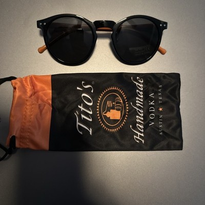 TITO s Handmade Vodka Orange + Black Sunglasses UV Protection New Rare