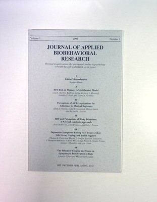 Journal of Applied Biobehavioral Research 1993 Volume 1 Number 1 HIV Psychology