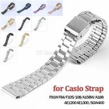 18mm Stainless Steel Watch Straps For Casio F91W/F84/F105/F108/A158W/A168/AE1200