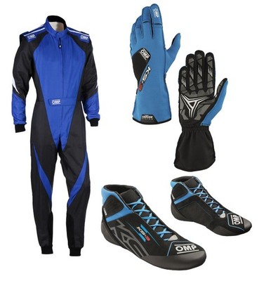 OMP KS-3X Karting Set Kart Racing Suit Gloves Shoes Navy/Black