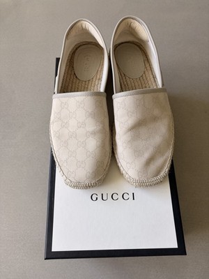 Washed Cotton Miro Soft Calfskin GG Monogram Espadrilles US 9.5