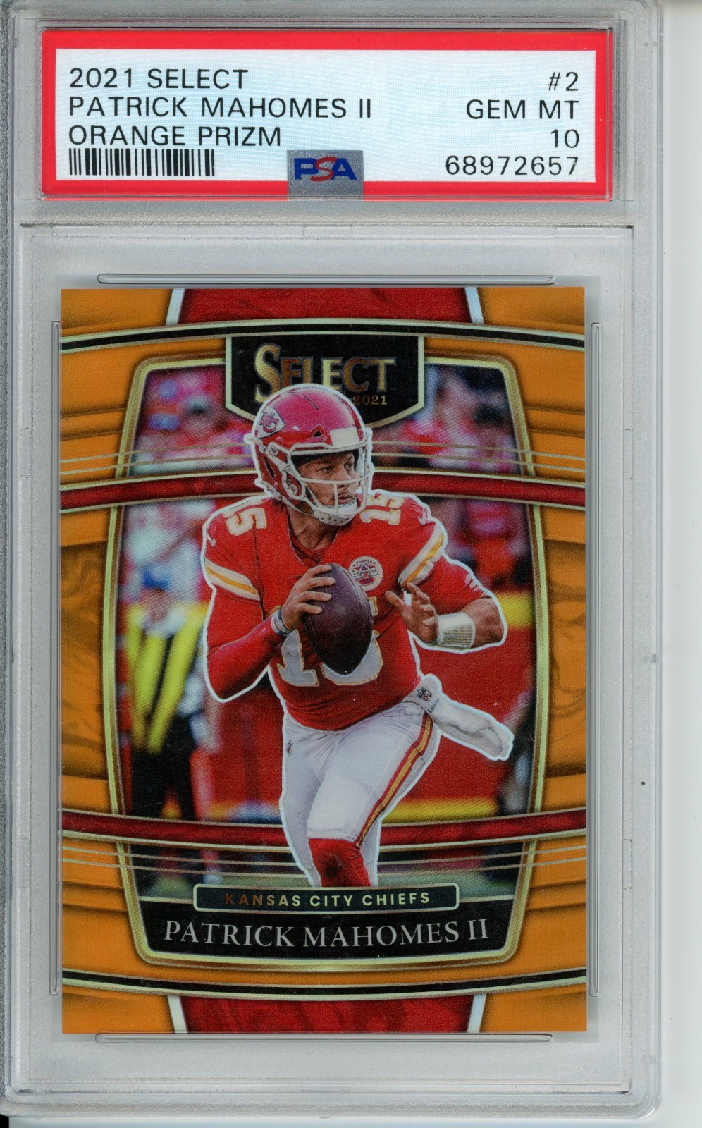 PSA 10 2021 Select #2 Patrick Mahomes II Concourse Orange Prizm /49 KC Chiefs