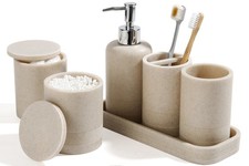 Bathroom Set, 6-Piece Bathroom Accessory Set, Toothbrush Holders Set, Soap Di...