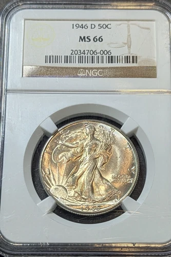 1946 D WALKING LIBERTY HALF DOLLAR MS-66 NGC