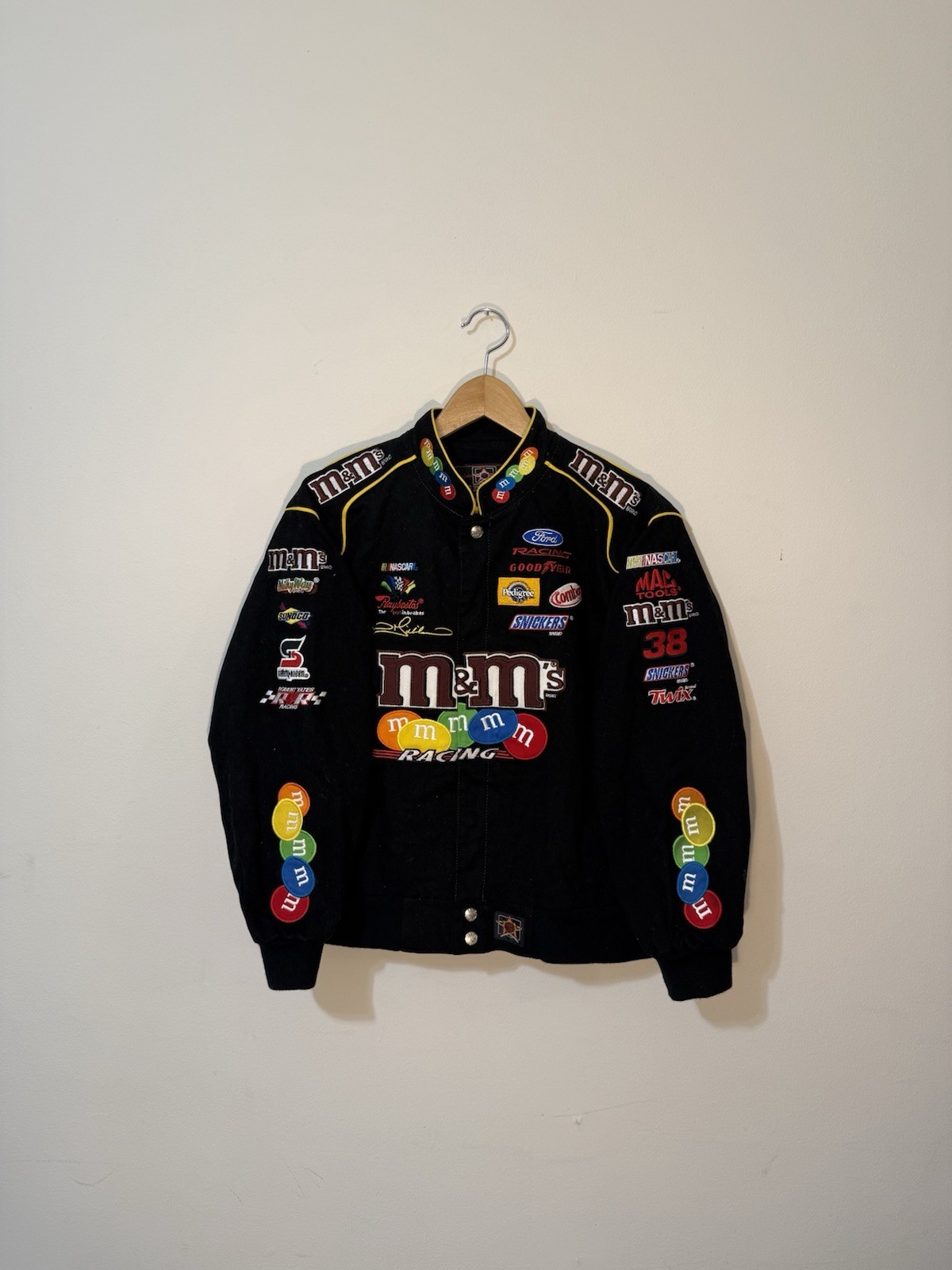 Vintage Nascar M&M Racing Team Jacket #38 Jeff Hamilton Designs Size 2XL (13/14)