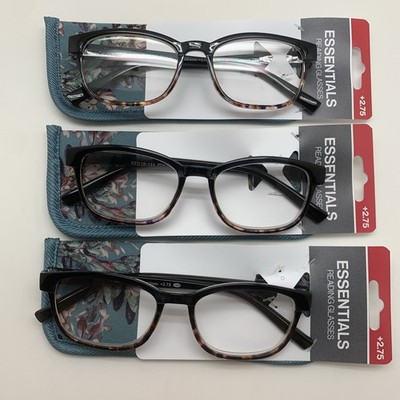 ''3 PAIR'' ESSENTIALS  Misha Blue +2.75 Reading Glasses Readers by  Foster Grant