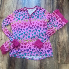 Little Sleepies Pink Ombre Heart Bamboo XL Pajamas Set Women's Valentines Heart