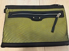 Balenciaga Yellow Black Mesh Clutch Bag Casual Style Used