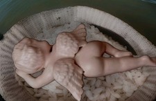 Vintage Pair Nude Sun Bathers Ris'que Piano Babies Stoneware 8"