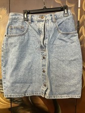 Vintage Jordache Denim Skirt Size 12 Blue High Rise Pencil With Button Down