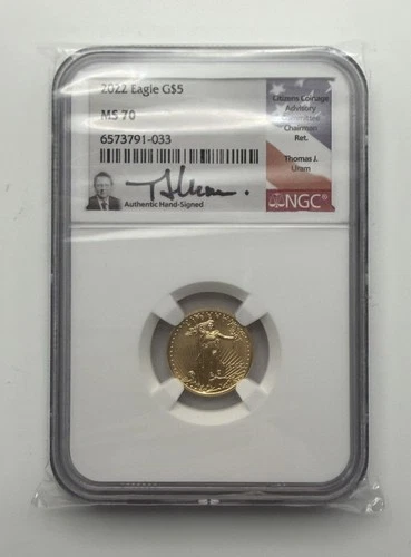 2022 American Gold Eagle 1/10 oz $5 - NGC MS70 Thomas Uram Signed