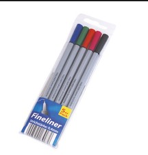 Fineliner, zestaw 5 kredek filcowych, długopisy kolorowe, długopis włóknisty, długopis rysunkowy, wałek atramentowy
