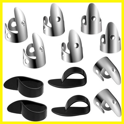 12 Pcs Steel Finger Picks Set, Including Stainless Steel Finger and Thumb Pic...