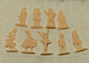 Vintage 1950's NOSCO Lot Of 9 CELLULOID Cracker Jack Toys - STAND-UP GIRLS