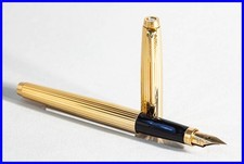 Parker 75 Cartridges Fountain Pen In Godron Gold Design With Extra Fine 18K Nib