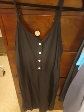 Womens Gap Black Sundress Rayon/viscose Elastic Back Button Front Size XS