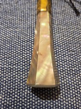 Antique Victorian Parasol Handle Mother Of Pearl Engraved Rolled Gold
