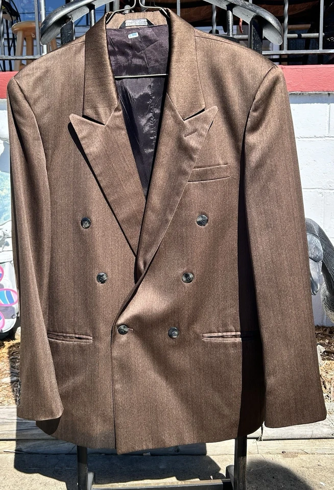 Chaqueta y Traje Pantalones Vintage Falcone Taupe Doble Pecho 2 Piezas Traje Para Hombre Foto 2 de 4