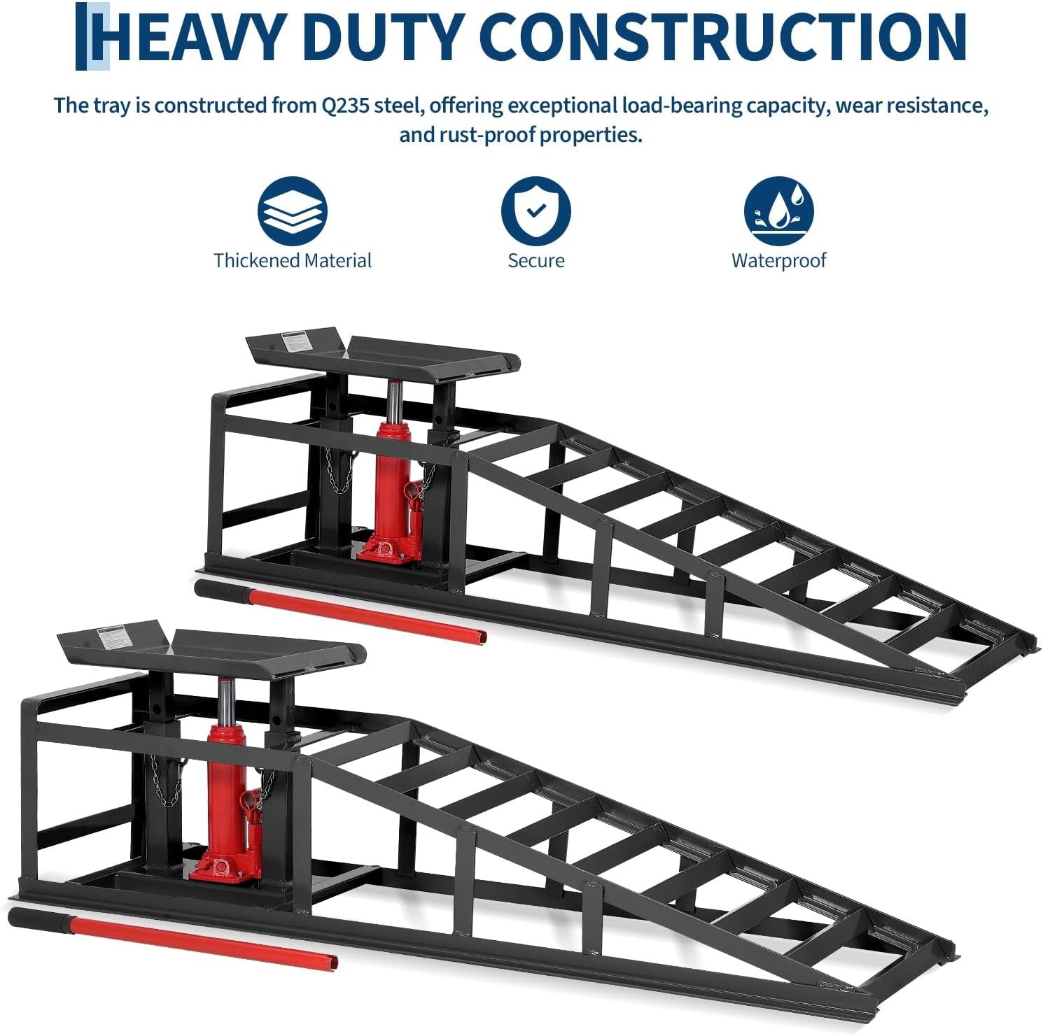 Heavy Duty Hydraulic Car Ramps 5 Ton, Low-Profile Lift for Cars & Trucks , Black