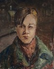 1947 Signed Folk Art Impressionist Oil Painting Portrait Handsome Young Man — photo 6