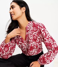 LOFT-Night Bloom V-Neck Blouse-Size XSP-NWOT