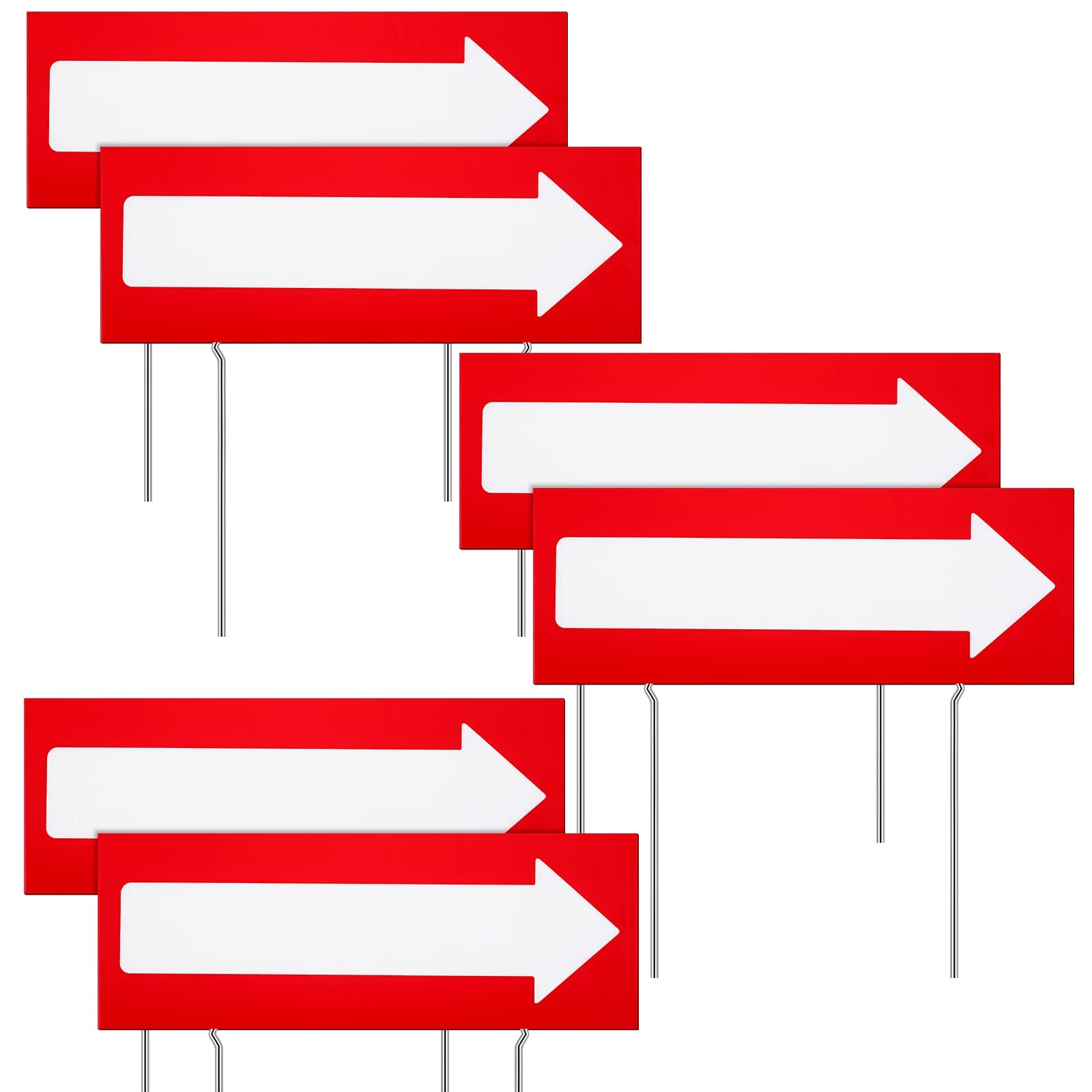 6 Pcs 17 x 6 Inch Arrow Yard Sign Red Corrugated Plastic This Way Decor Doubl...