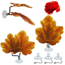 AncBace Fish Leaf Pad Betta Leaf Hammocks with Suction Cup 3pcs Fish Tank Acc...