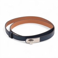 Herm s Kelly K:2025 Belt Leather Navy x brown