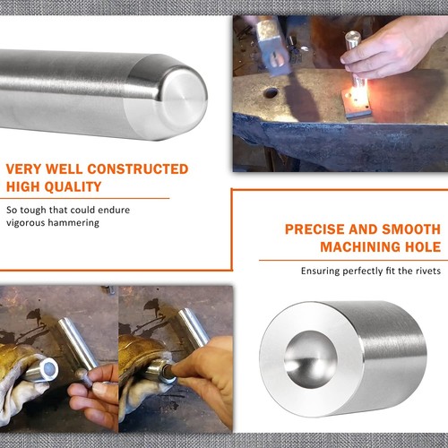 Juego de herramientas de cúpula de remache de herrero parte superior e inferior 1/4" herramienta de herrero de alta resistencia - Imagen 4 de 7