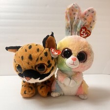 ⭐️ TY Beanie Boo 9" Bubby Tie Dye Easter Bunny Larry The Lynx With Tags