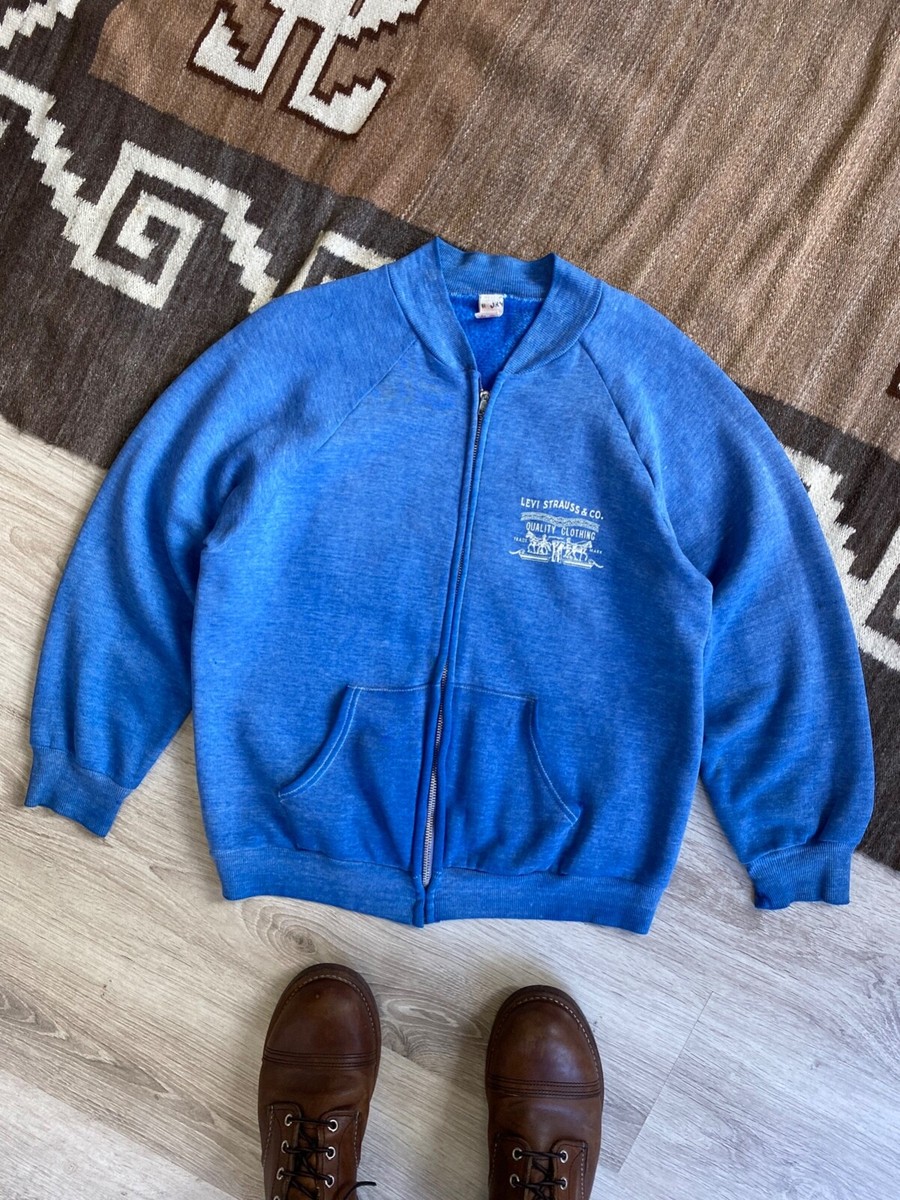 Levis USA Made Vintage 90s Men's Blue Zip Sweatshirt Size M