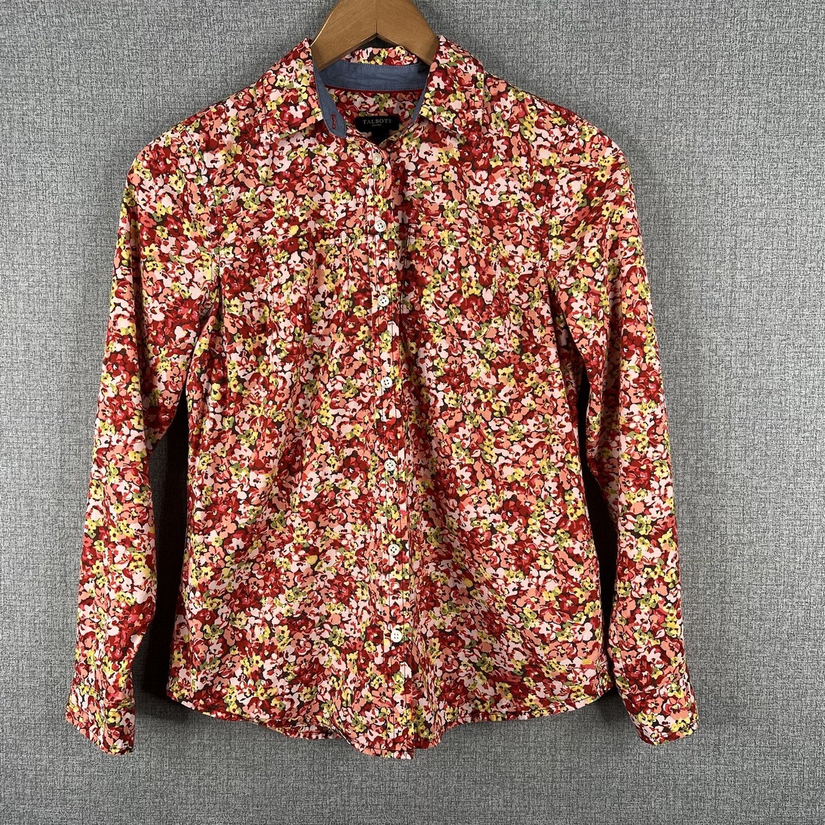 Talbots Top Blouse Womens 2P Button Up Shirt Long Sleeve Floral