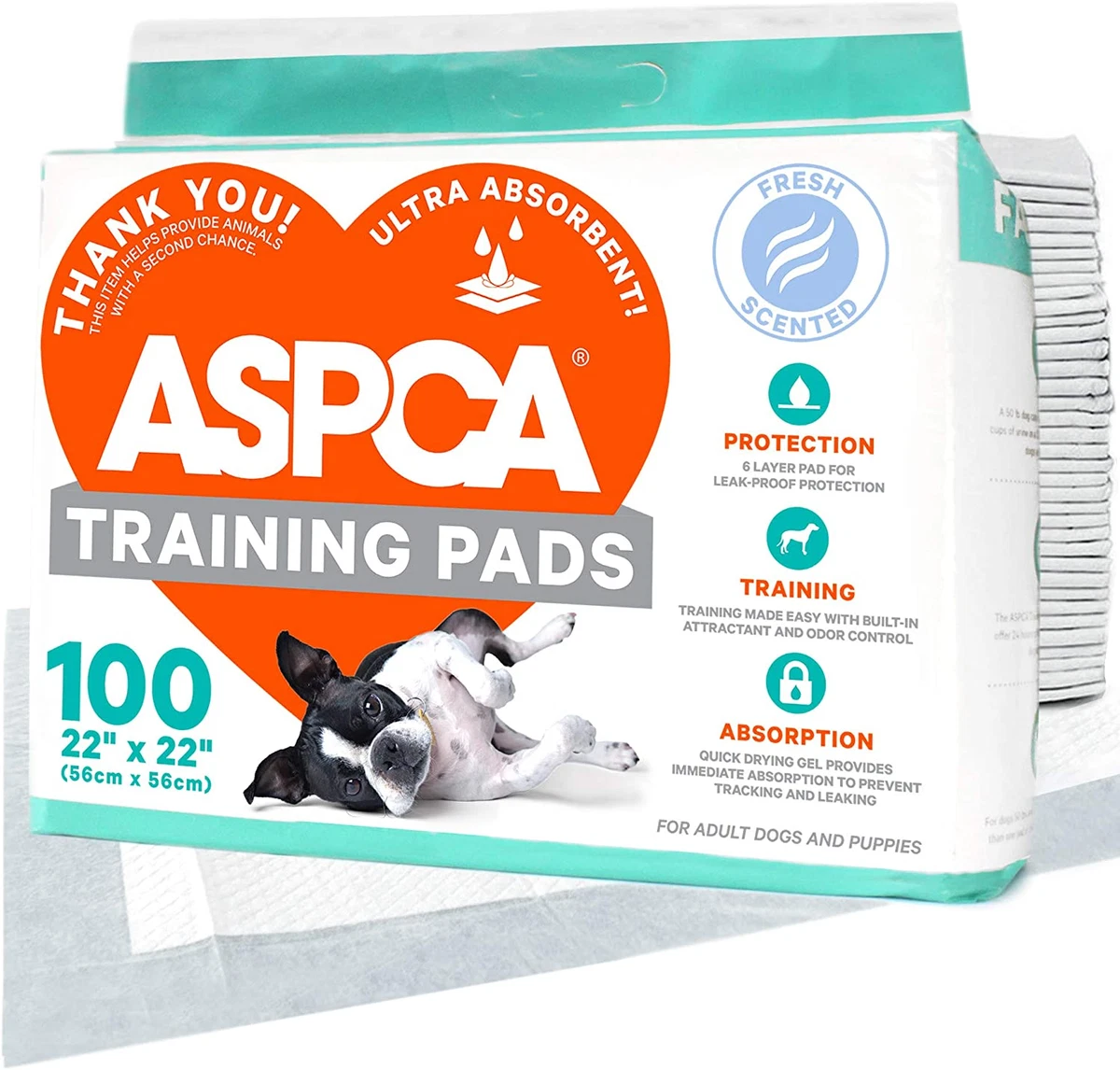 ASPCA 100 Dog Potty Training Pads Puppy Pads Pet Pee Mats 22X22