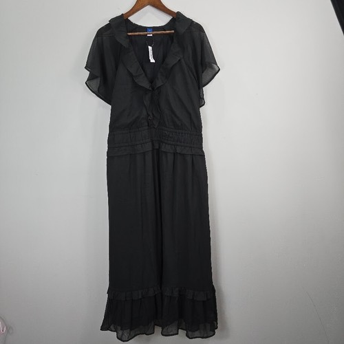 Old Navy Maxi Dress 4X Flutter Sleeves Ruffles Whimsigoth Dark Fairy Boho NEW