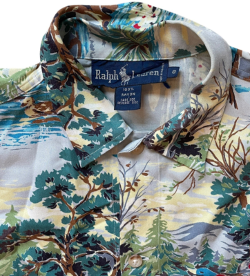 RARE Vintage Polo Ralph Lauren Duck Hunting Scene Print Shirt
