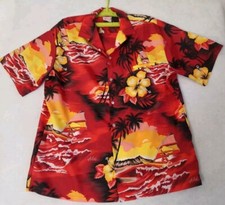 Mens Kalena Fashions Hawaiian short sleeve shirt XL polyester floral red