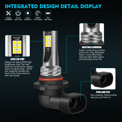 9005 White LED Daytime Running Light DRL Bulbs For Acura TL RL ILX