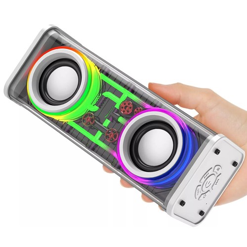 Transparent Mecha Wireless Bluetooth Speaker Portable Mini RGB Light Stereo Bass - Picture 23 of 26