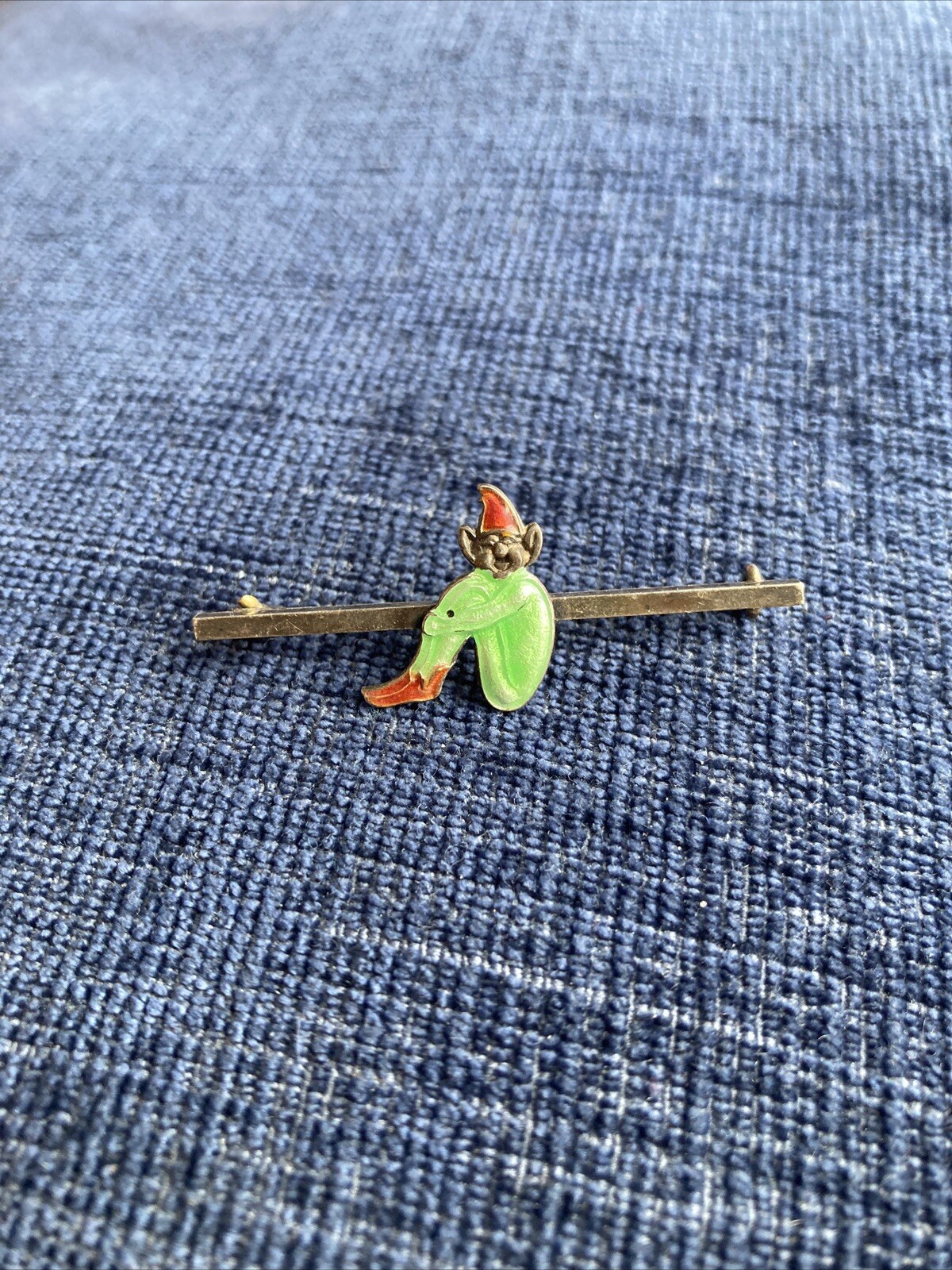 antique sterling silver enamel pixie imp brooch - image 1