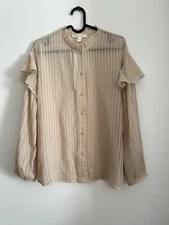 Grade & Gather 100% Cotton Raffle Blouse Long Sleeve Sz Small NWT   