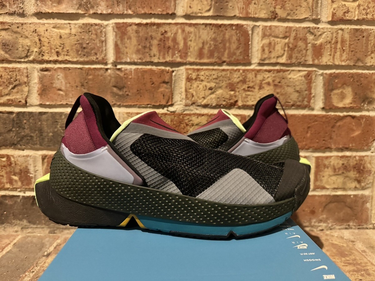 New 10 Nike Go FlyEase Black Lime Glow Slip On Bordeaux Shoes