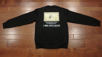 BAPE x OVO Card Crewneck Black Large 100% Authentic Brand BAPE x OVO Card Crewneck Black Large 100% Authentic Brand