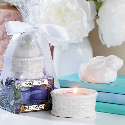 YANKEE CANDLEEaster Bunny Rabbit Basket Boxed Tea Light Gift SetLilac