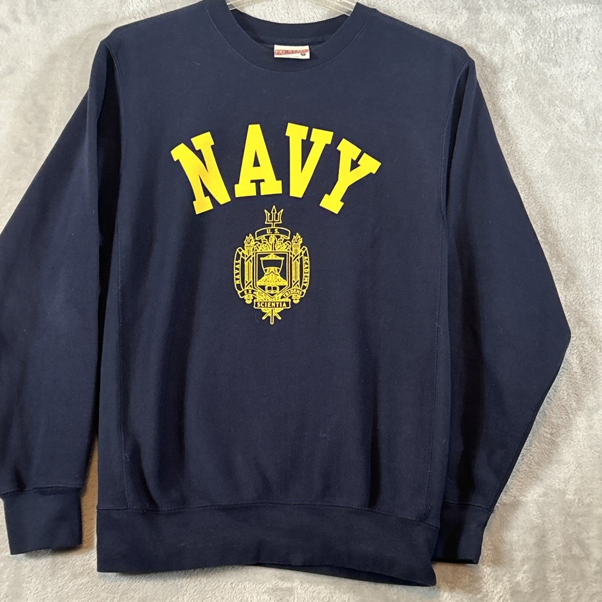 US Naval Academy MV Sports Pro Weave Crewneck Blue Sweatshirt Sz Small