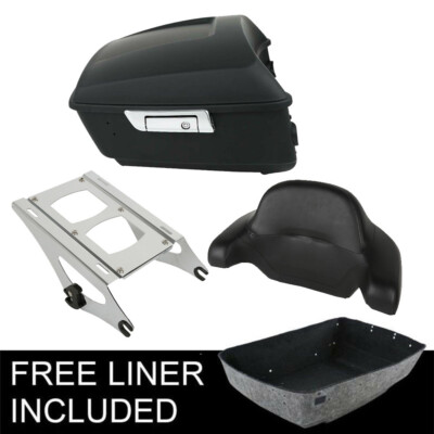King Trunk Backrest 2 Up Rack Fit For Harley Touring Road Street Glide 14-26