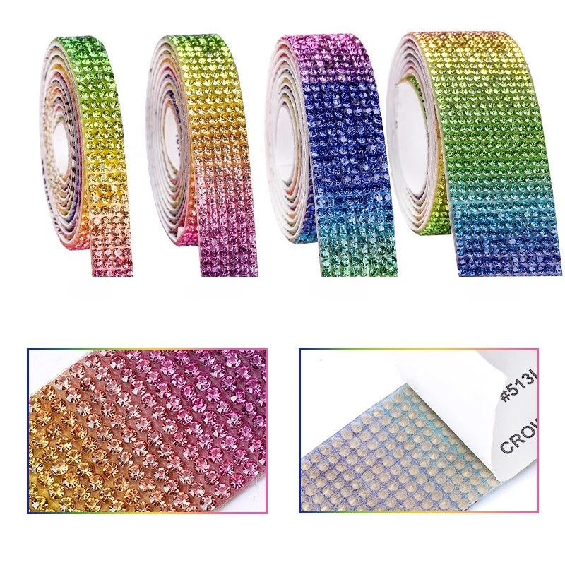 Tiras de cinta autoadhesivas brillantes de estrás de 5 yardas hágalo usted mismo adorno de pegatina de cristal Foto 4 de 4