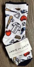 Janie and Jack 12-24M White Baseball Socks