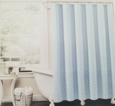 Lush Decor Tufted Polka 100 Cotton Blue Fabric Shower Curtain 72" x 72" NIP