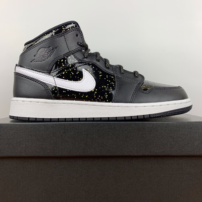 Nike Air Jordan 1 Mid SE (GS) Black Glitter White AV5174-001 Youth Size 6Y | eBay