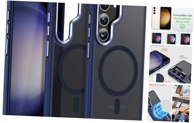 for Samsung S23 Case, Compatible with MagSafe, Magnetic for Galaxy S23 Darkblue